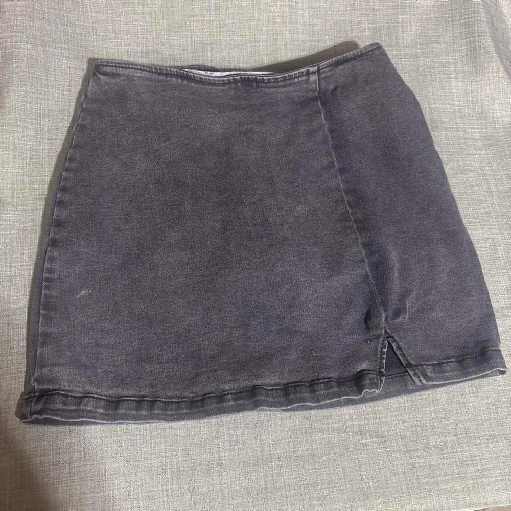 Faded black denim skirt